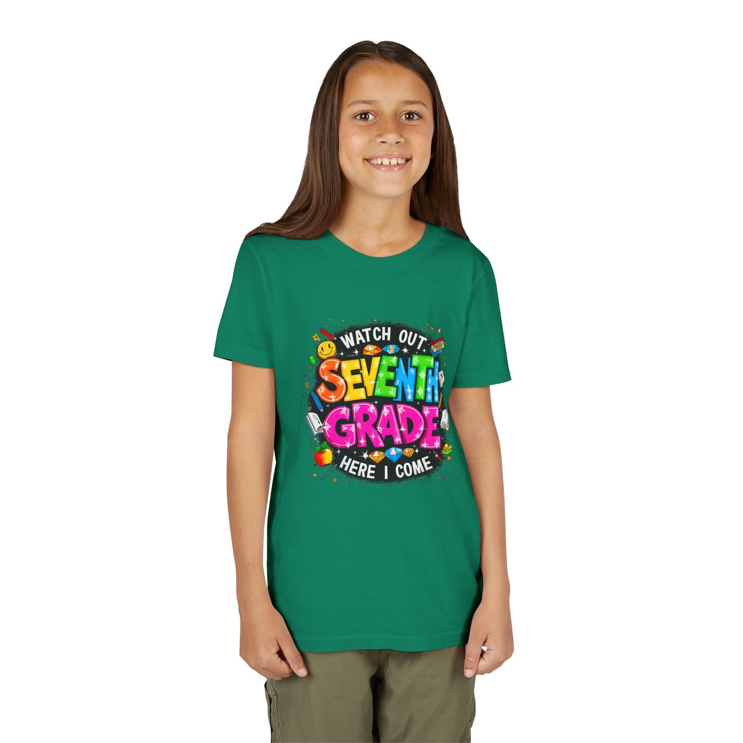Seventh Grade Kids T-Shirt – “Watch Out Seventh Grade Here I Come” Back-to-School Tee