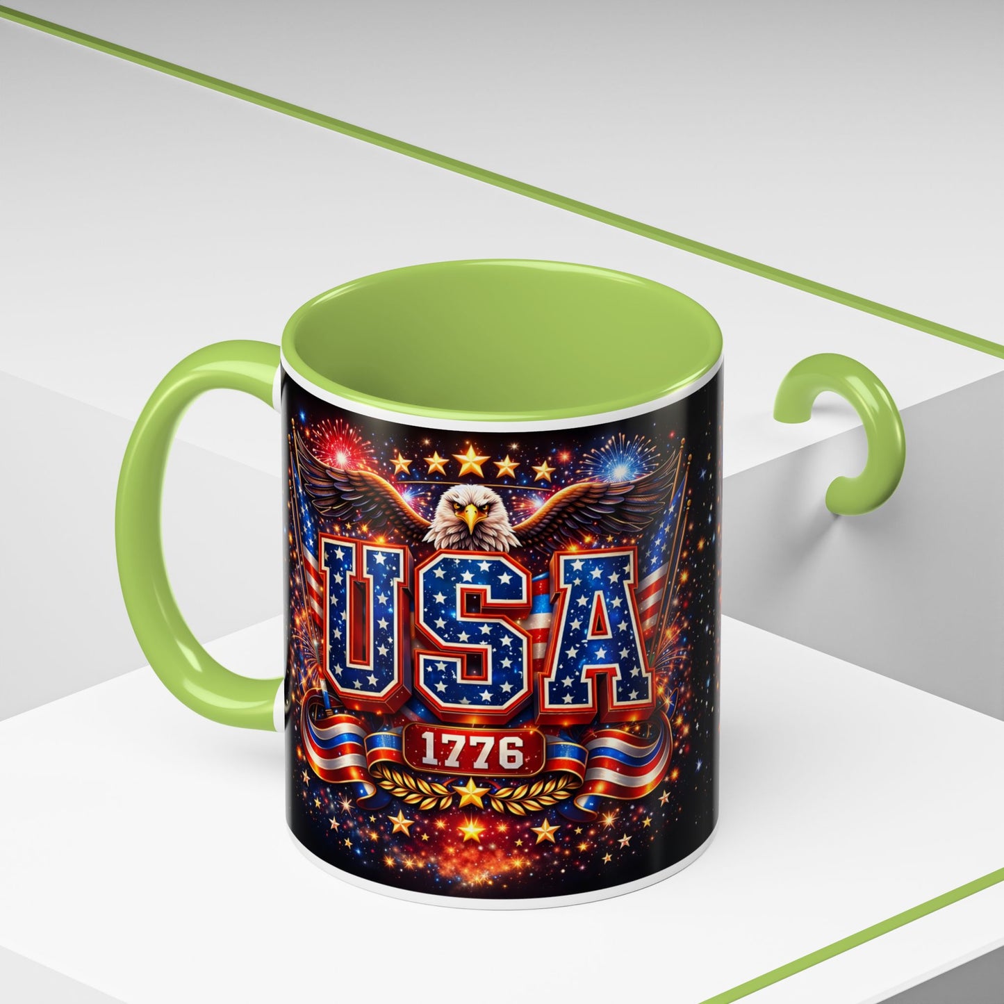 USA Eagle Coffee Mug – Patriotic 1776 Accent Mug (11/15oz)