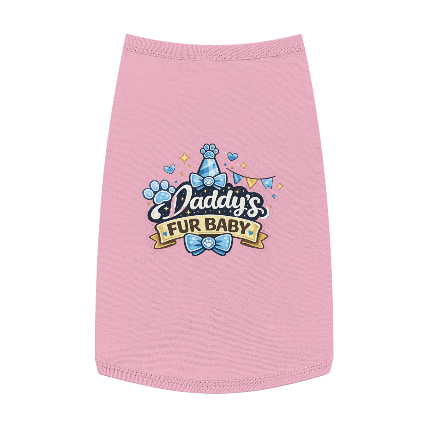 Pet Tank — "Daddy's Fur Baby" Blue Bow Paw Print Dog Tank Top
