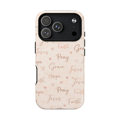 Christian Words Tough Magnetic Phone Case — Hope Pray Grace Jesus Faith