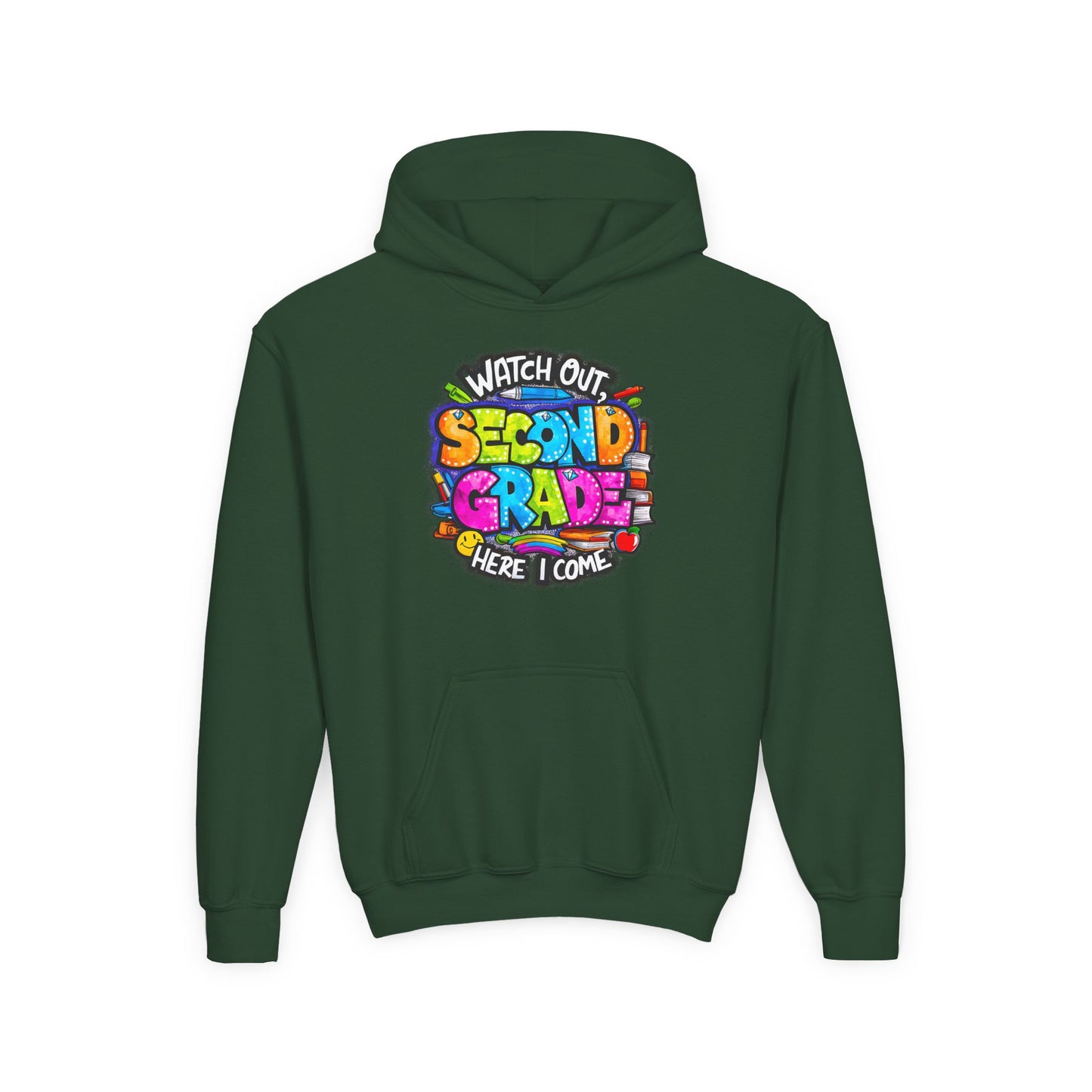 Second Grade Kids' Hoodie - "Watch Out Second Grade Here I Come" Back-to-School Sweatshirt