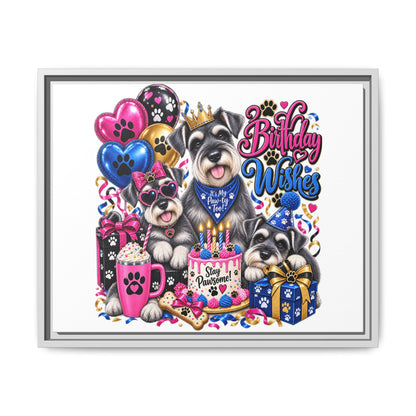 Birthday Wishes Schnauzer Canvas Print — Framed Matte Pet Artwork