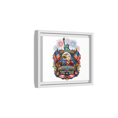 United States 250th Anniversary Framed Canvas — "1776-2026" Patriotic Eagle & Statue of Liberty Print
