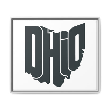 Ohio State Shape Matte Canvas Wall Art — Framed Modern State Typography Print