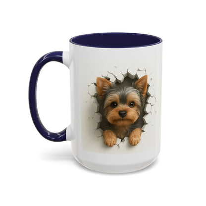 Yorkshire Terrier Peekaboo Coffee Mug – Cute Yorkie Dog Accent Mug (11/15oz)