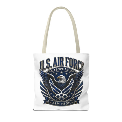 U.S. Air Force Eagle Tote Bag - "Aim High" Military Canvas Tote