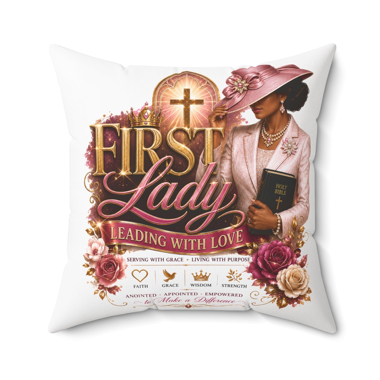 First Lady Decorative Pillow — 'First Lady: Leading With Love' Christian Accent Cushion
