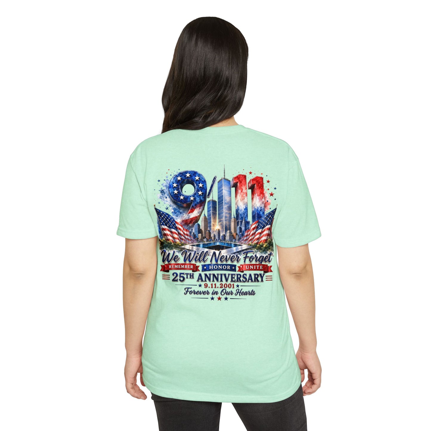 9/11 We Will Never Forget 25th Anniversary Memorial T-Shirt