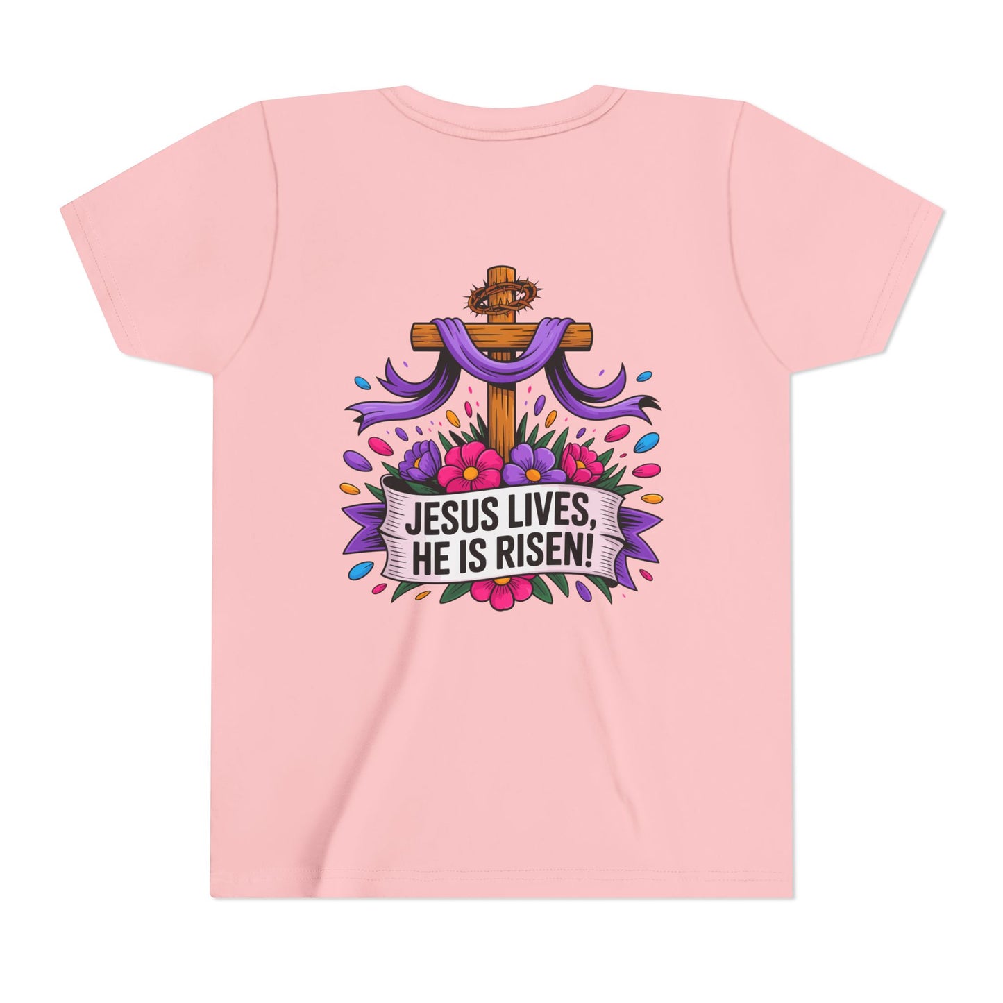 Youth Tee — "Jesus Lives, He Is Risen!" Easter Christian Tee