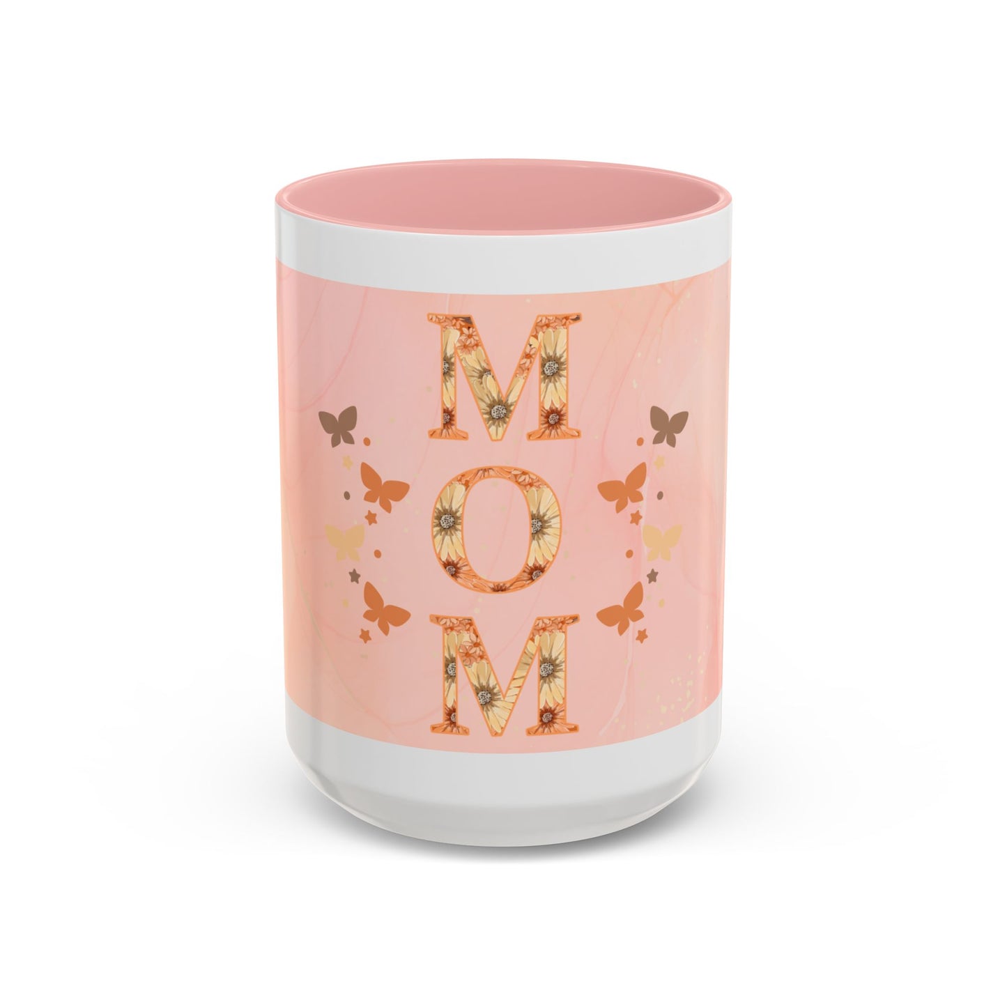 Mom Floral Accent Coffee Mug – Pink Butterfly Mother's Day Gift (11/15oz)