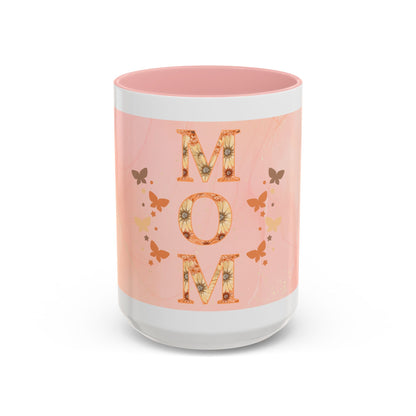 Mom Floral Accent Coffee Mug – Pink Butterfly Mother's Day Gift (11/15oz)