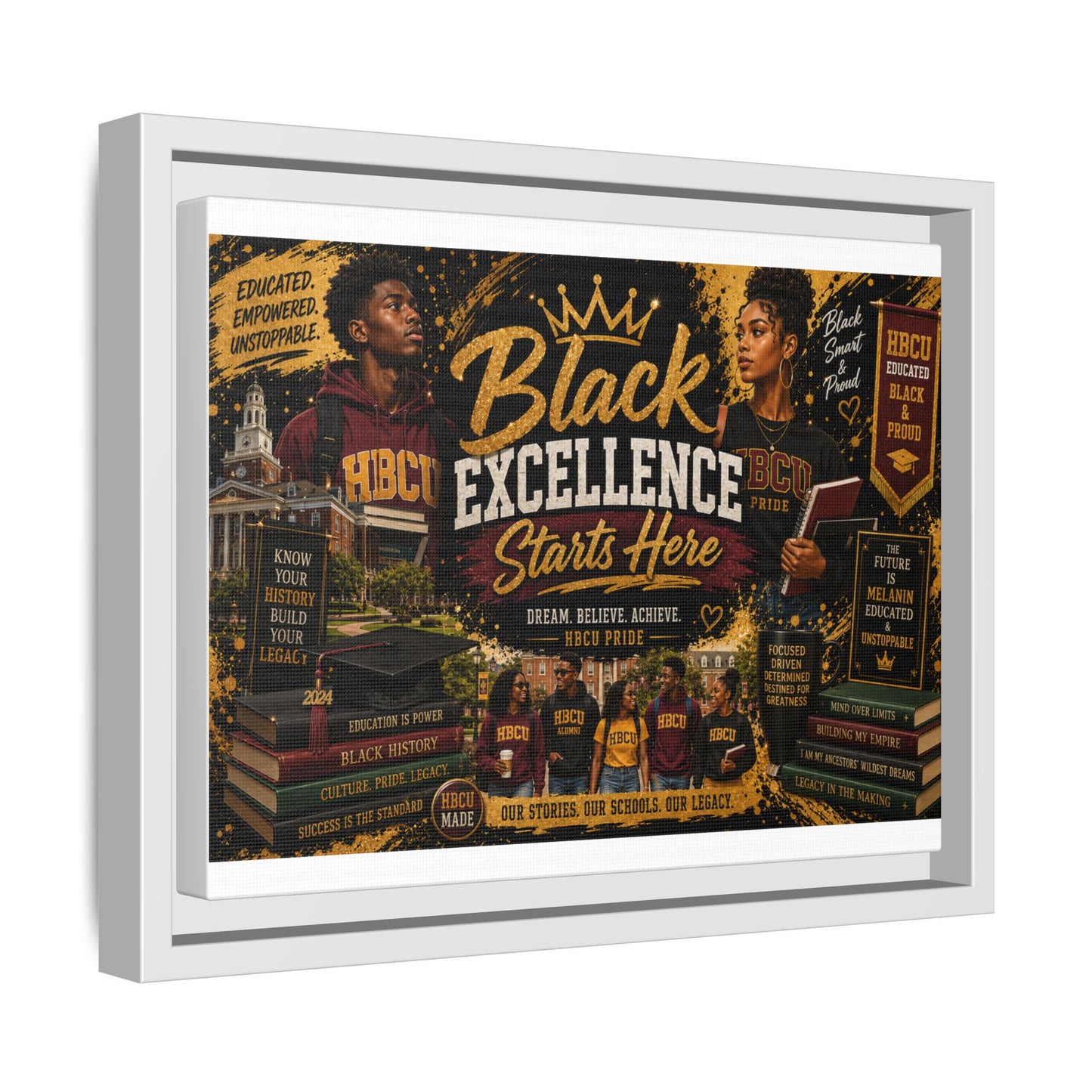 Black Excellence Starts Here Framed Canvas