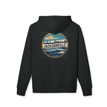 Jacksonville Skyline Hoodie — Vintage Beach Surf Circle Design