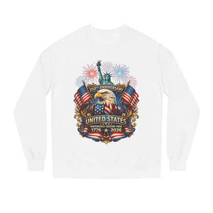 250th Anniversary United States Sweatshirt — Patriotic Eagle, Flags & Fireworks (1776–2026)
