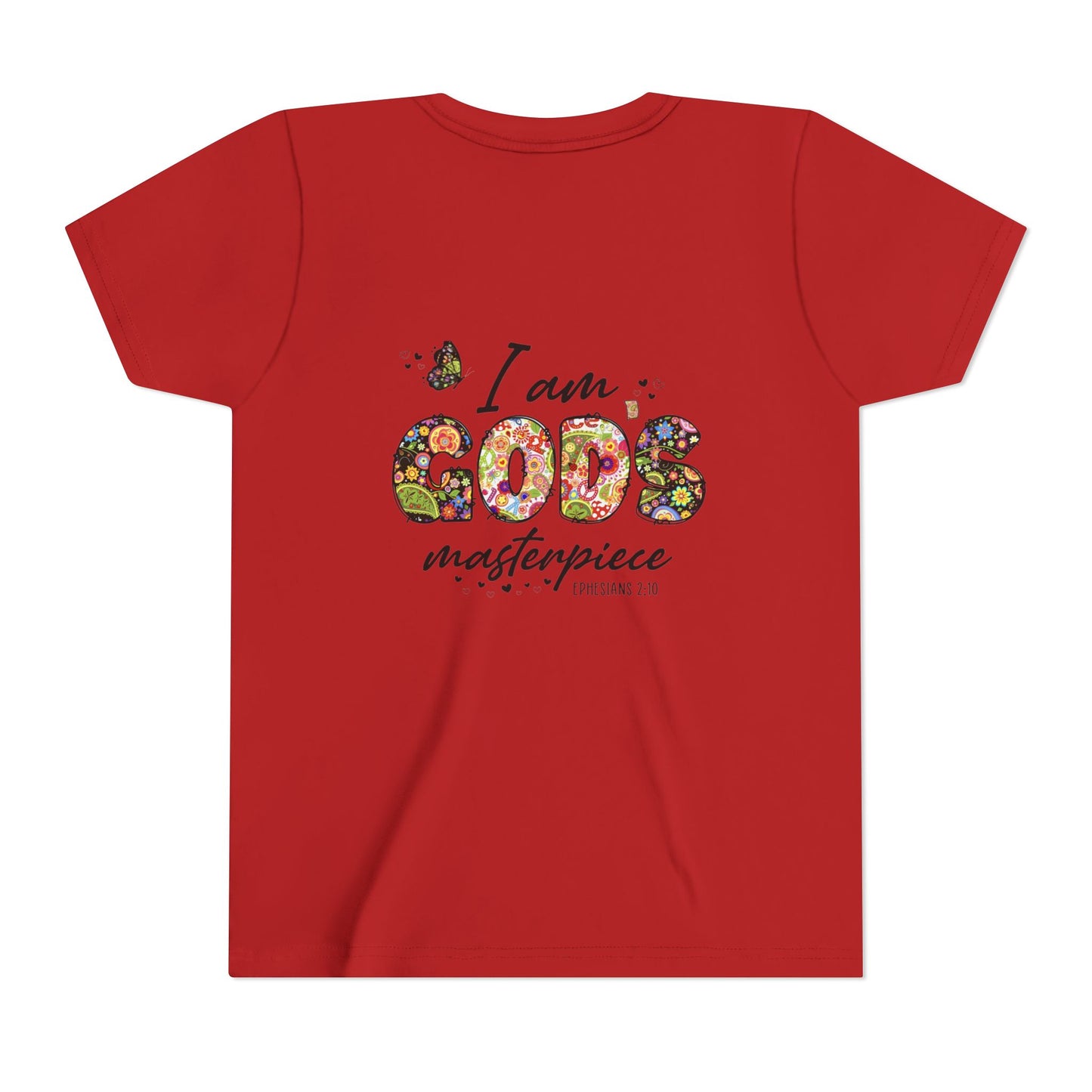 I Am God’s Masterpiece Youth Tee — Floral Christian Inspirational Shirt