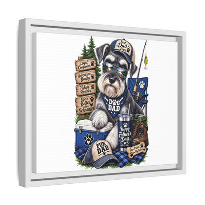 Dog Dad Schnauzer Father's Day Framed Canvas Wall Art — Fishing & Camping Pet Gift