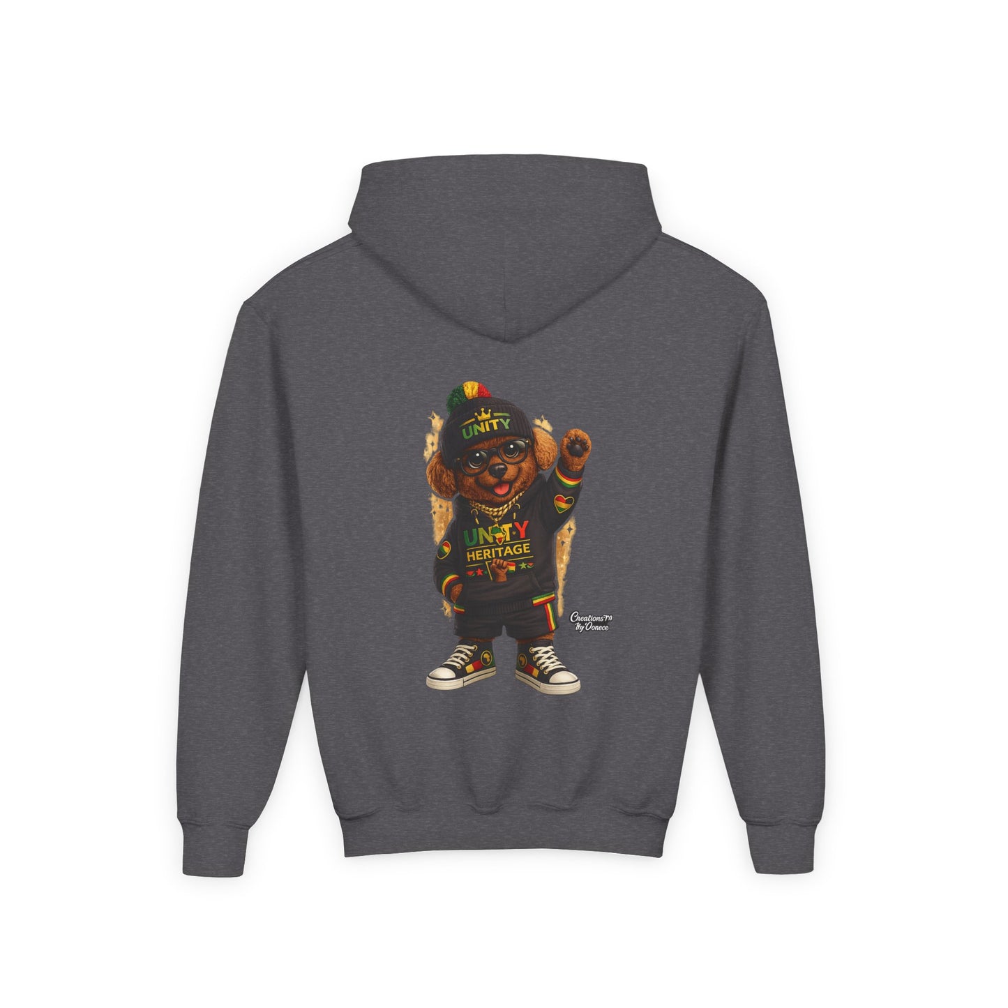 Youth Hoodie — Cool Rasta Bear Graphic Kids Sweatshirt