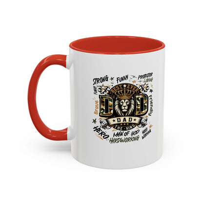 Dad King Lion Coffee Mug — 'Dad: The King' Accent 11/15oz Gift