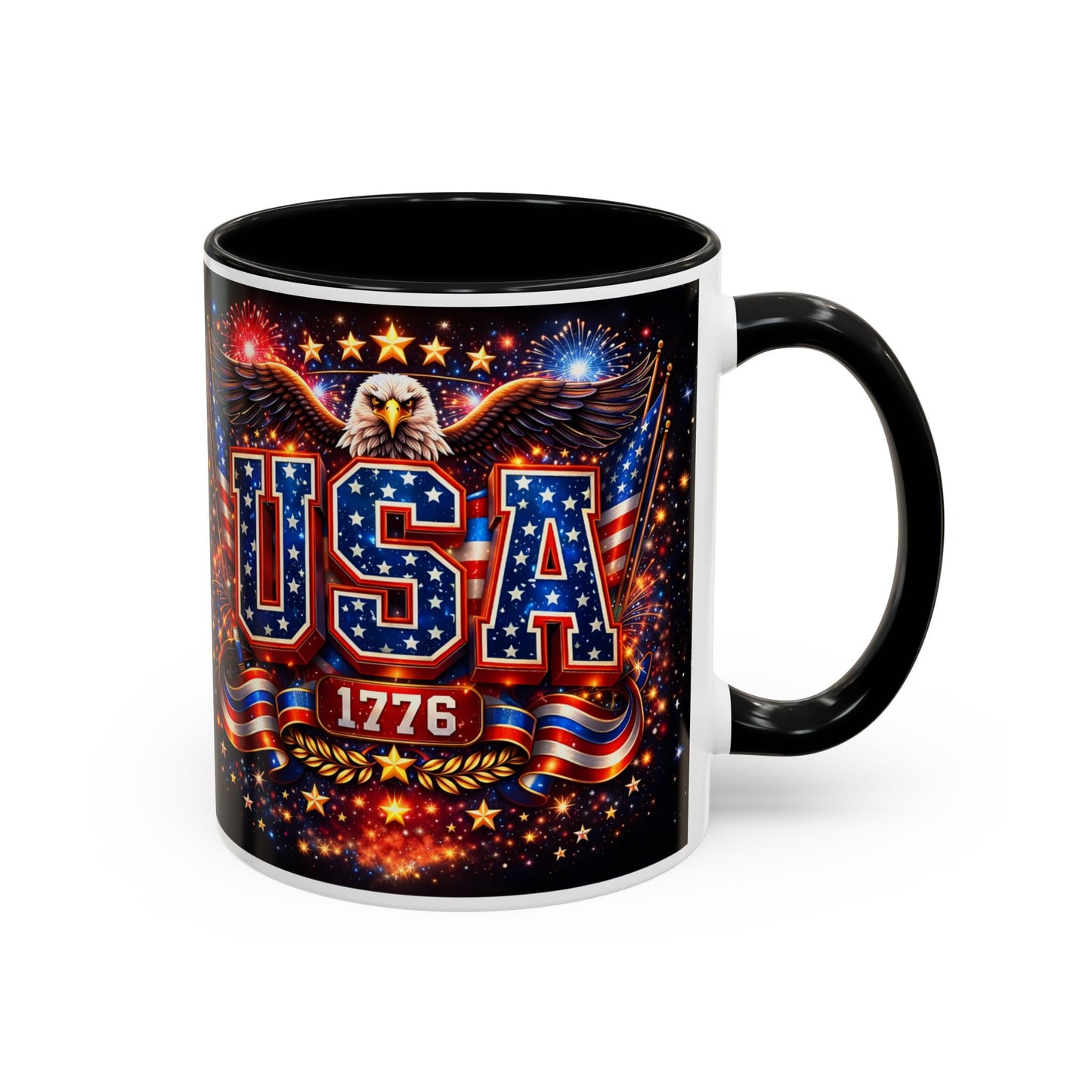 USA Eagle Coffee Mug – Patriotic 1776 Accent Mug (11/15oz)