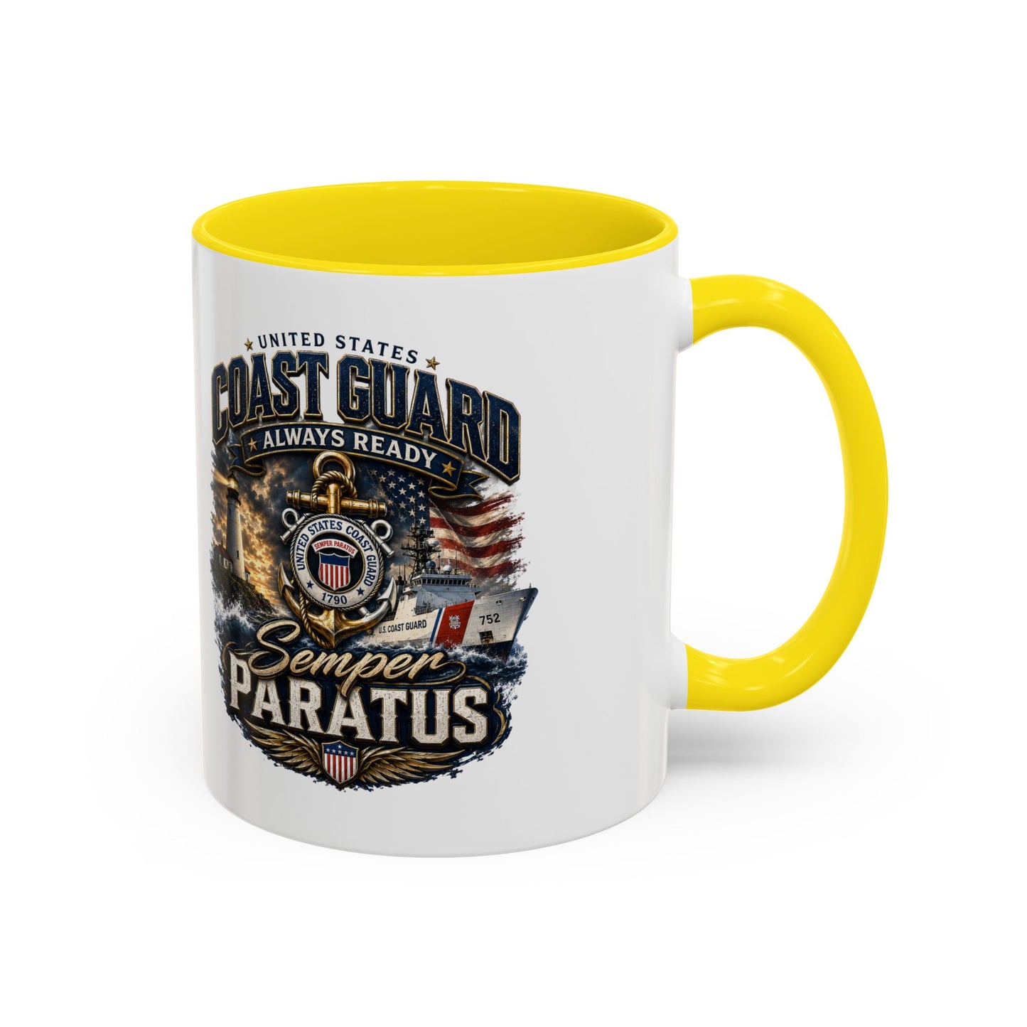 Coast Guard Semper Paratus Accent Coffee Mug – Patriotic Military Gift (11/15oz)