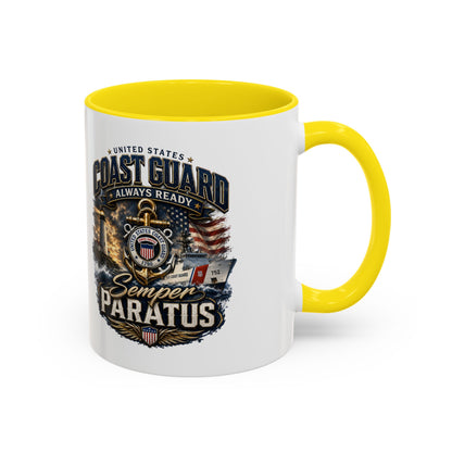 Coast Guard Semper Paratus Accent Coffee Mug – Patriotic Military Gift (11/15oz)