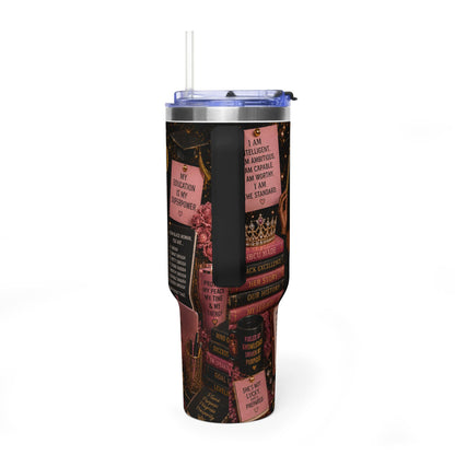 Educated Black Woman 40oz Vacuum Tumbler — Inspirational Travel Mug for Black Women