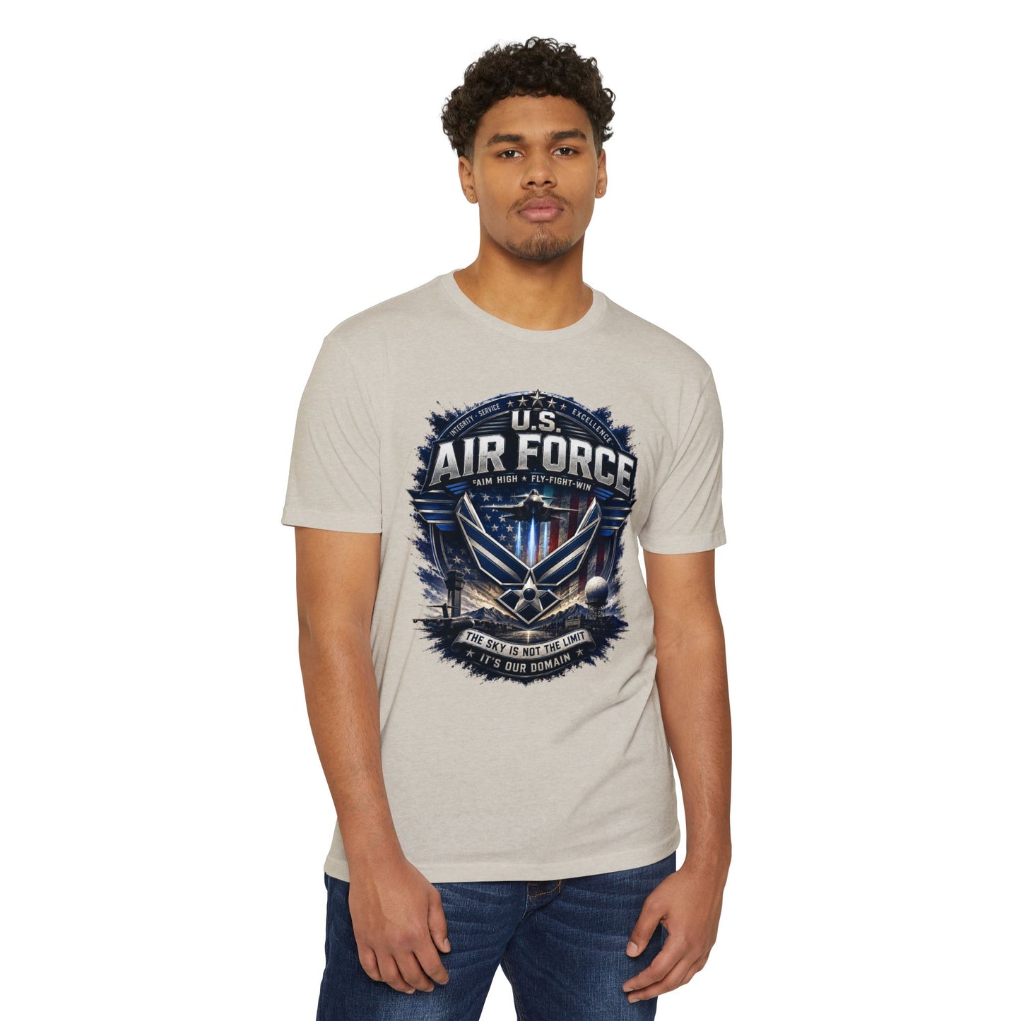 U.S. Air Force Graphic T-Shirt — Military Emblem Tee ("The Sky Is Not The Limit")