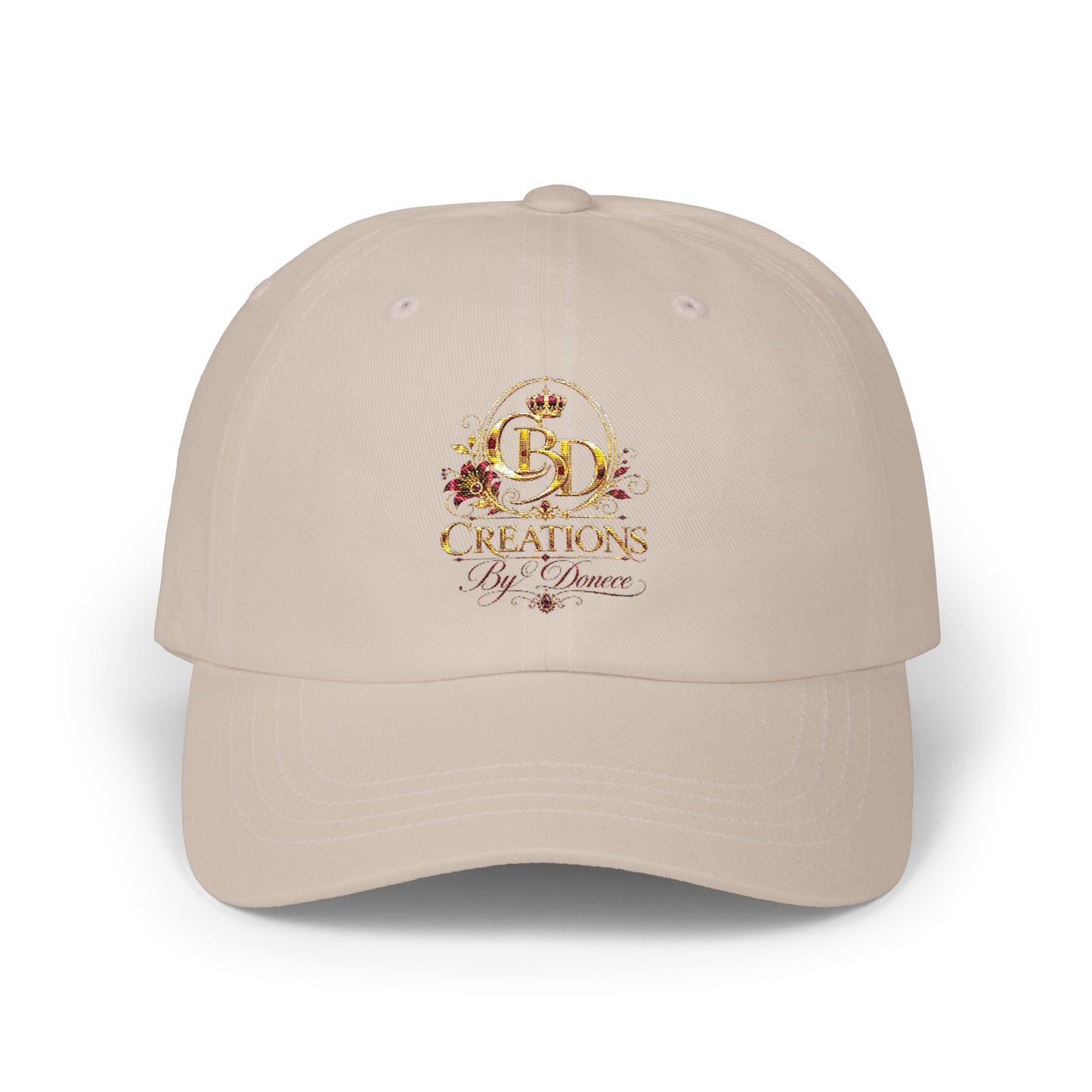 Dad Cap — Floral Gold 'Creations By Donece' Logo Embroidered Hat