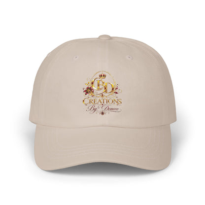 Dad Cap — Floral Gold 'Creations By Donece' Logo Embroidered Hat