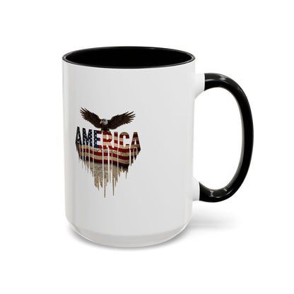 America Eagle Flag Accent Coffee Mug – Patriotic 11/15oz Ceramic