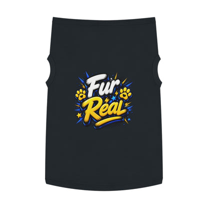 Pet Tank Top - "Fur Real" Graphic Dog & Cat Shirt, Funny Paw Print Pet Tee for Small Dogs & Cats