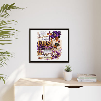 First Lady Faith Wall Art — Framed Matte Canvas (Purple & Gold)