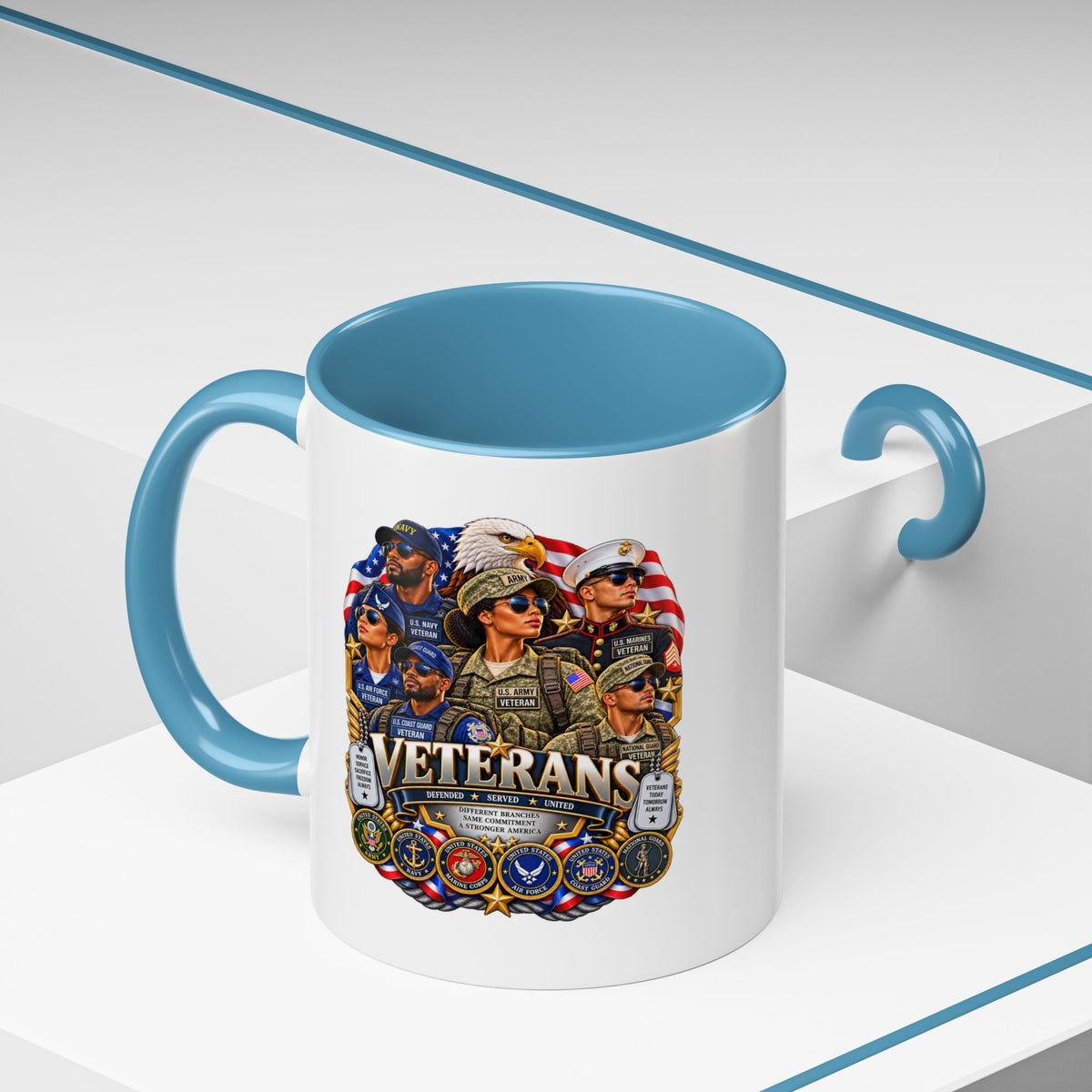 Veterans Tribute Accent Coffee Mug — Patriotic Military Veteran Gift (11/15oz)