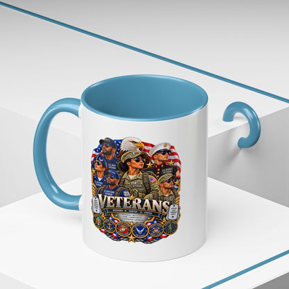 Veterans Tribute Accent Coffee Mug — Patriotic Military Veteran Gift (11/15oz)