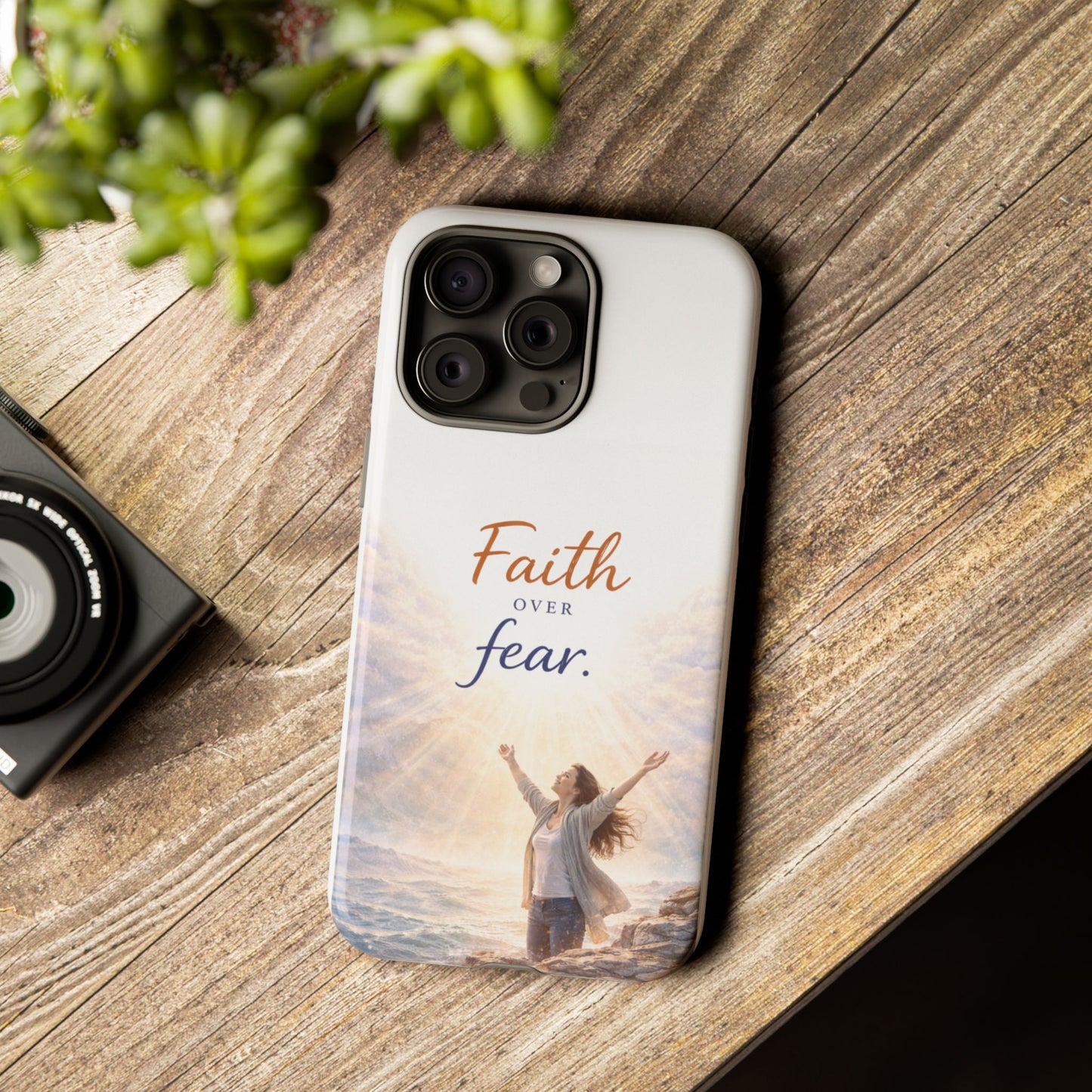 Faith Over Fear Phone Case — Inspirational Christian iPhone Cover
