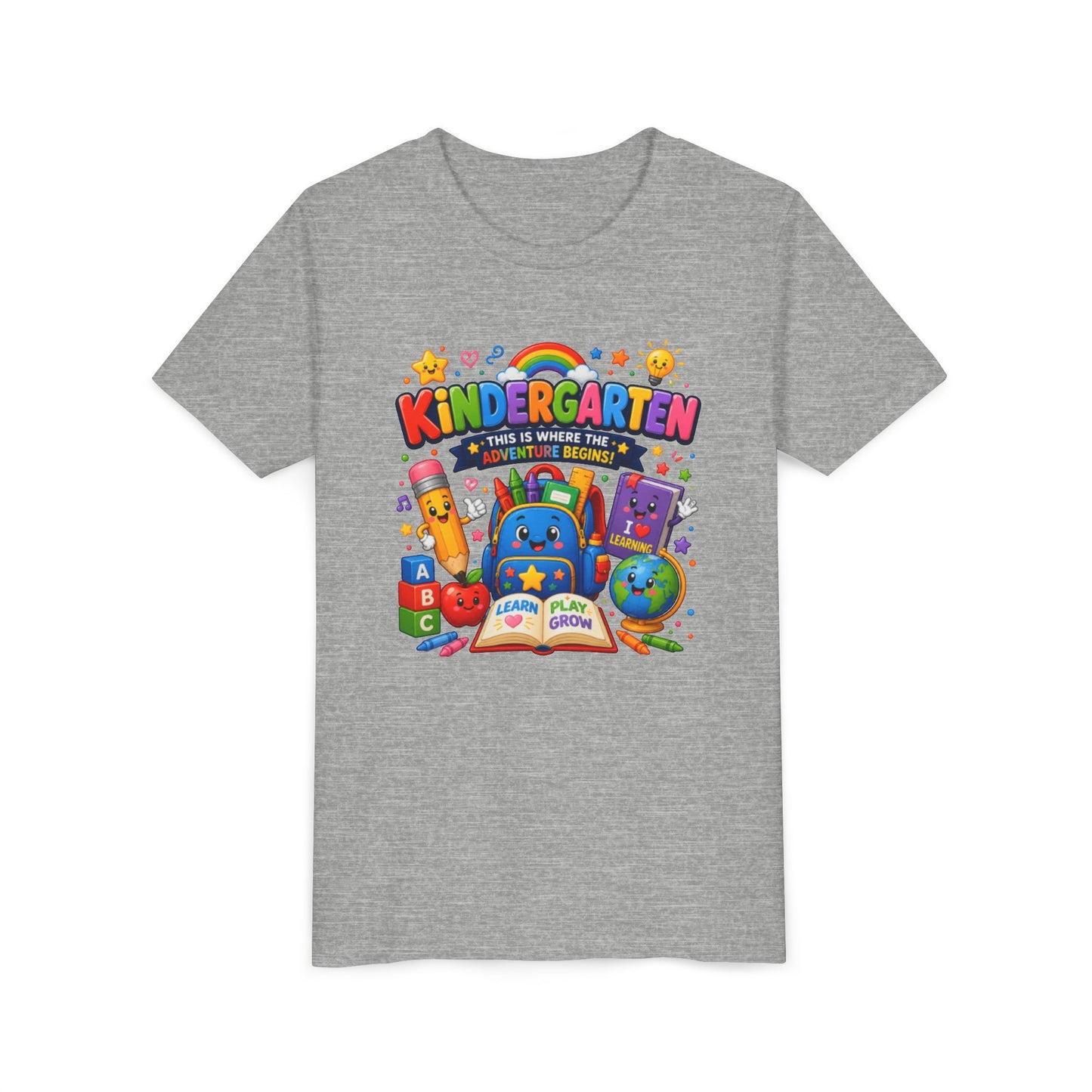 Kindergarten Kids T‑Shirt — 'Kindergarten: This Is Where the Fun Begins' Colorful Back-to-School Tee