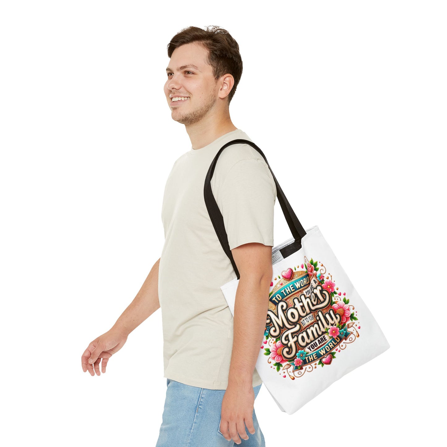 Mother & Family Floral Tote Bag — "To the world you are a Mother" Gift Tote