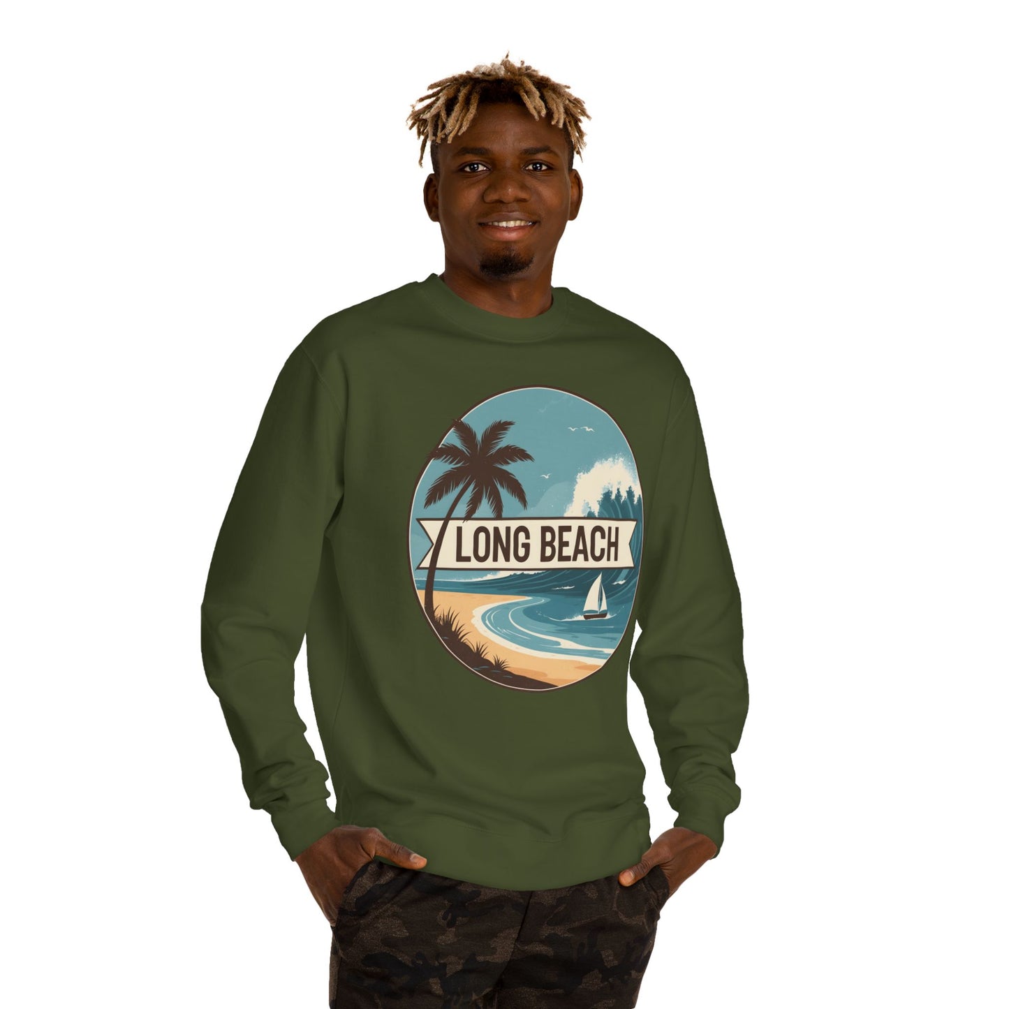 Long Beach Vintage Beach Scene Sweatshirt