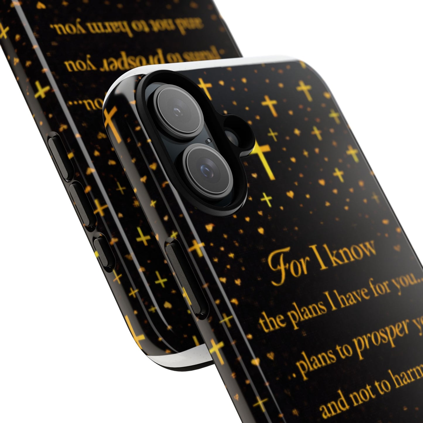 Phone Case — "For I Know" Jeremiah 29:11 Gold Cross Christian Tough Case