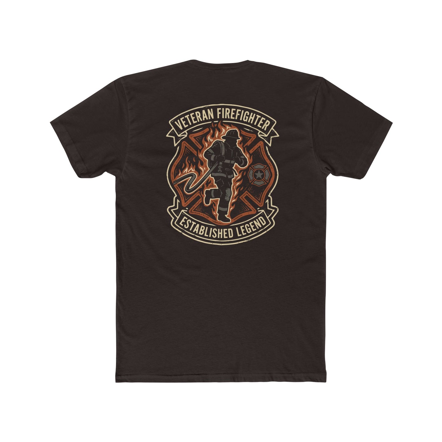 Veteran Firefighter Tee — "Established Legend" Graphic Crew Shirt