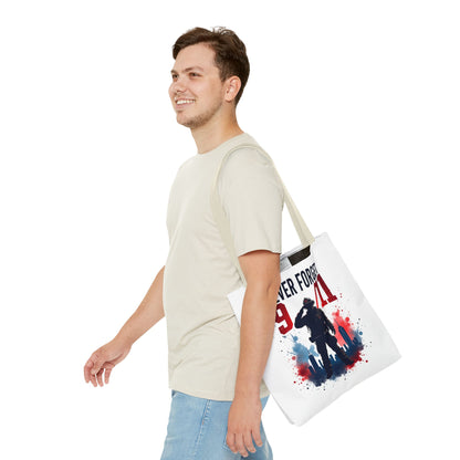 Never Forget 9/11 Tribute Tote Bag — Memorial Patriotic Canvas Carryall