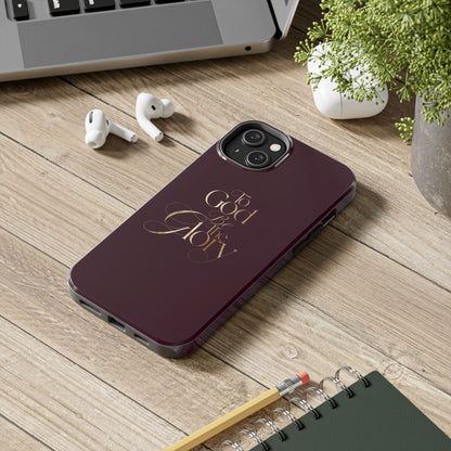 To God Be The Glory Tough Phone Case — Burgundy Gold Christian Scripture Cover