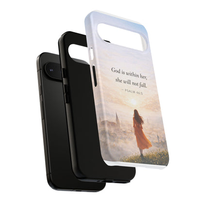Inspirational Psalm 46:5 Phone Case — 'God is within her, she will not fall' Christian Phone Cover