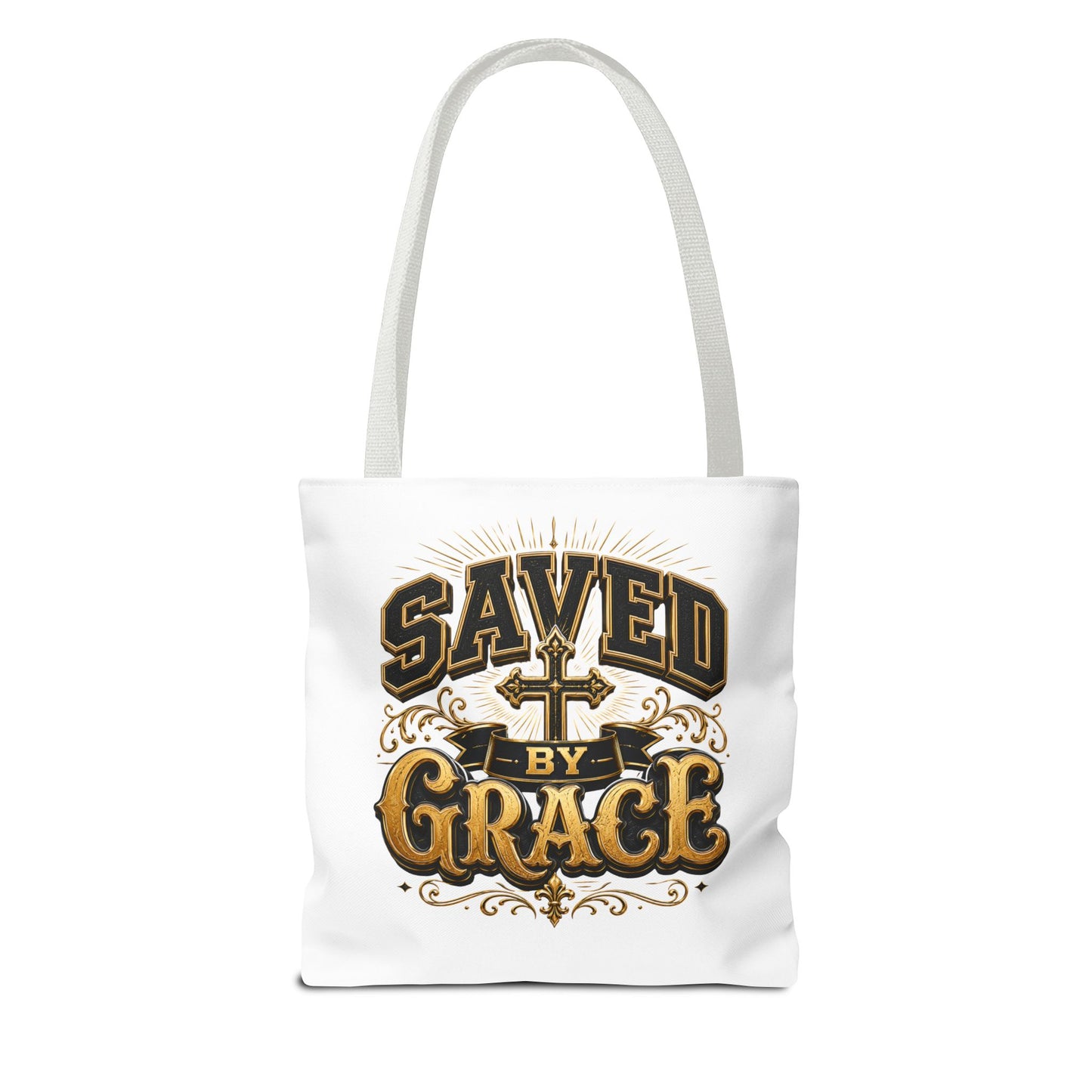 Saved by Grace Tote Bag – Christian Cross Inspirational Canvas Tote