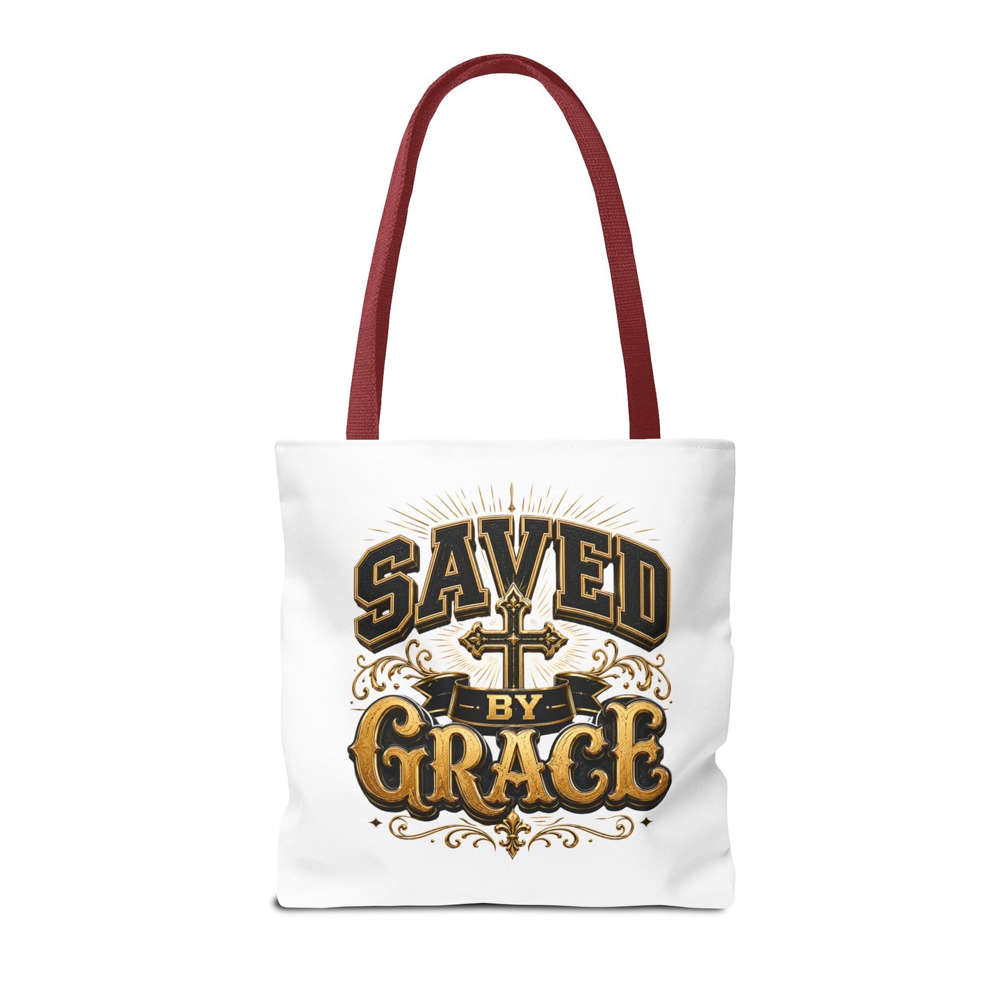 Saved by Grace Tote Bag – Christian Cross Inspirational Canvas Tote
