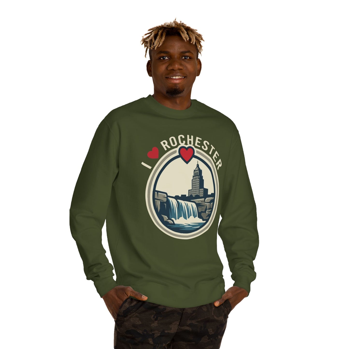 Rochester Waterfall Crewneck Sweatshirt — I  Rochester Graphic