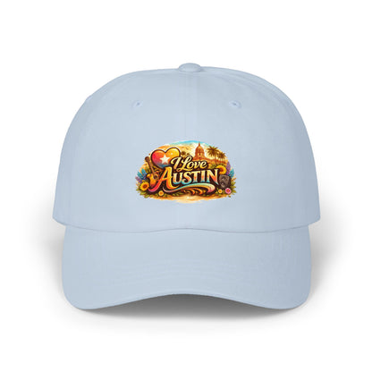 I Love Austin Dad Cap — Floral Heart City Pride Baseball Hat