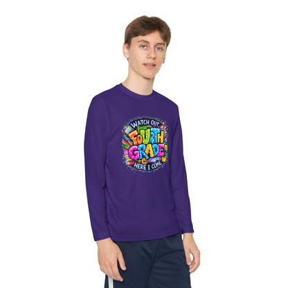 Fourth Grade Kids Long Sleeve Tee — "Watch Out Fourth Grade Here I Come"