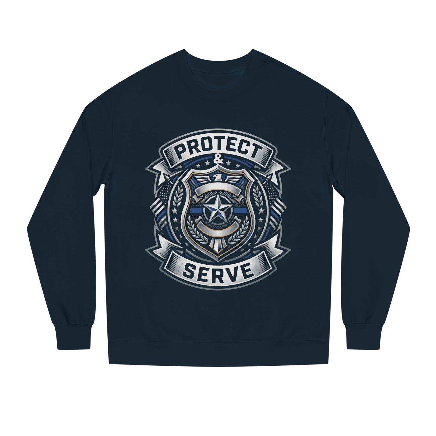Protect & Serve Sweatshirt — Police Badge Crewneck