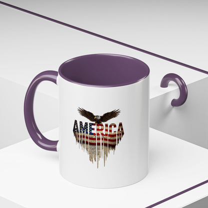 America Eagle Flag Accent Coffee Mug – Patriotic 11/15oz Ceramic